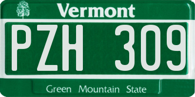 VT license plate PZH309