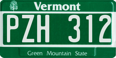 VT license plate PZH312