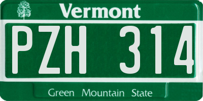 VT license plate PZH314