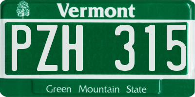 VT license plate PZH315