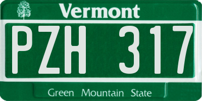 VT license plate PZH317