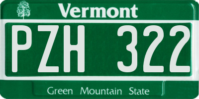 VT license plate PZH322