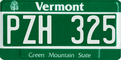 VT license plate PZH325