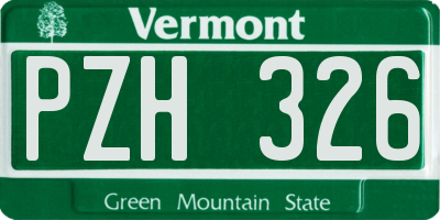 VT license plate PZH326