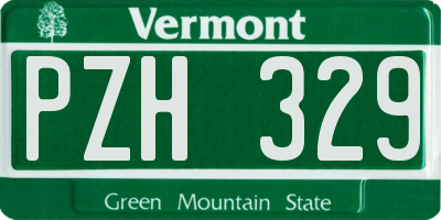 VT license plate PZH329