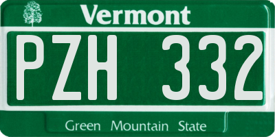 VT license plate PZH332