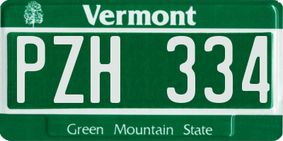 VT license plate PZH334