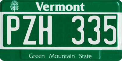 VT license plate PZH335