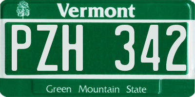 VT license plate PZH342