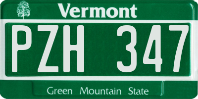 VT license plate PZH347