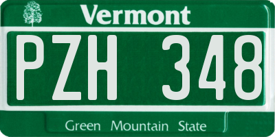 VT license plate PZH348