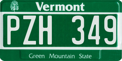 VT license plate PZH349