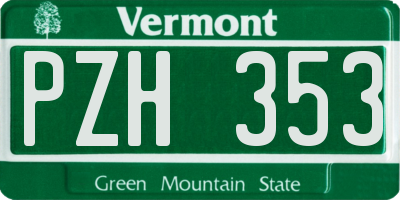 VT license plate PZH353