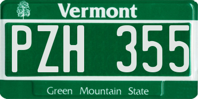 VT license plate PZH355