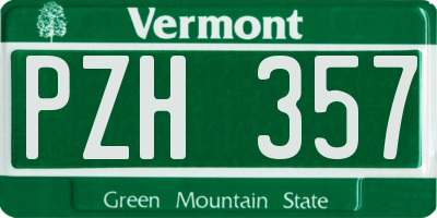 VT license plate PZH357