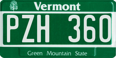 VT license plate PZH360