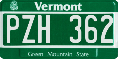 VT license plate PZH362