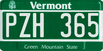 VT license plate PZH365