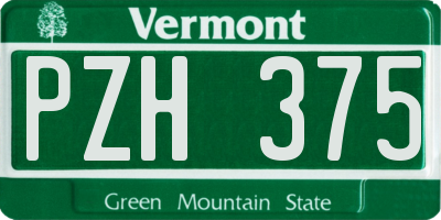VT license plate PZH375