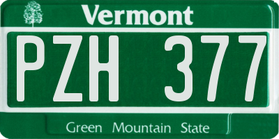 VT license plate PZH377