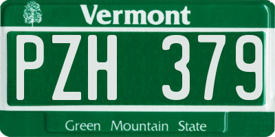 VT license plate PZH379