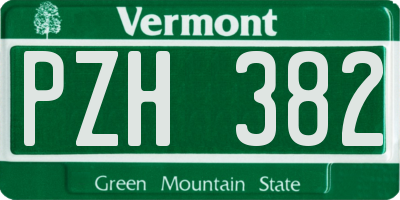 VT license plate PZH382