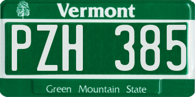 VT license plate PZH385