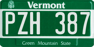 VT license plate PZH387