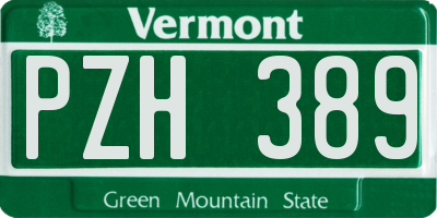 VT license plate PZH389