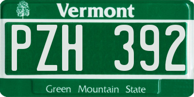 VT license plate PZH392
