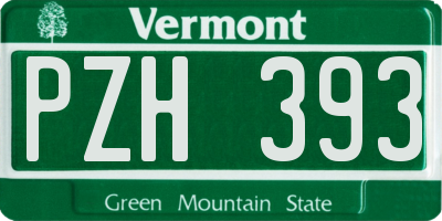 VT license plate PZH393