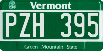 VT license plate PZH395