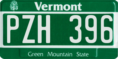VT license plate PZH396