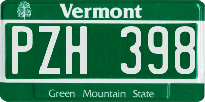 VT license plate PZH398