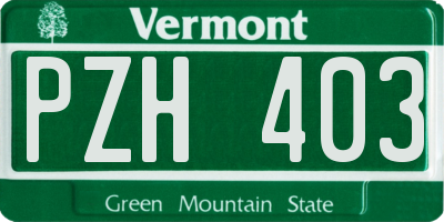 VT license plate PZH403