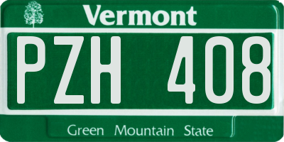 VT license plate PZH408