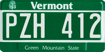 VT license plate PZH412