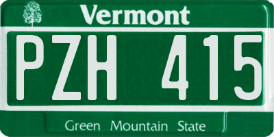 VT license plate PZH415