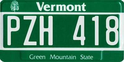 VT license plate PZH418