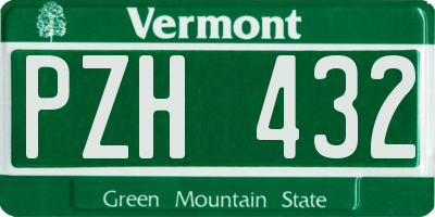 VT license plate PZH432