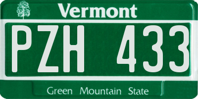 VT license plate PZH433