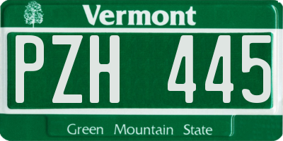 VT license plate PZH445