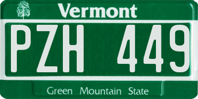 VT license plate PZH449