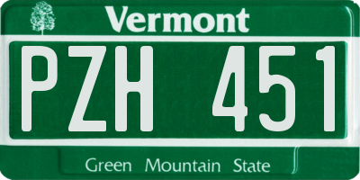 VT license plate PZH451