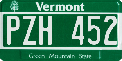 VT license plate PZH452