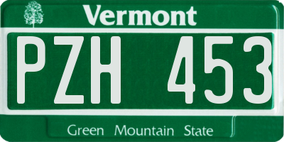 VT license plate PZH453