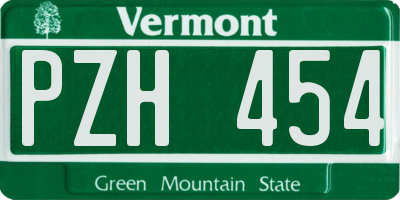 VT license plate PZH454