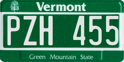 VT license plate PZH455