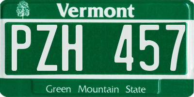 VT license plate PZH457