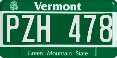 VT license plate PZH478
